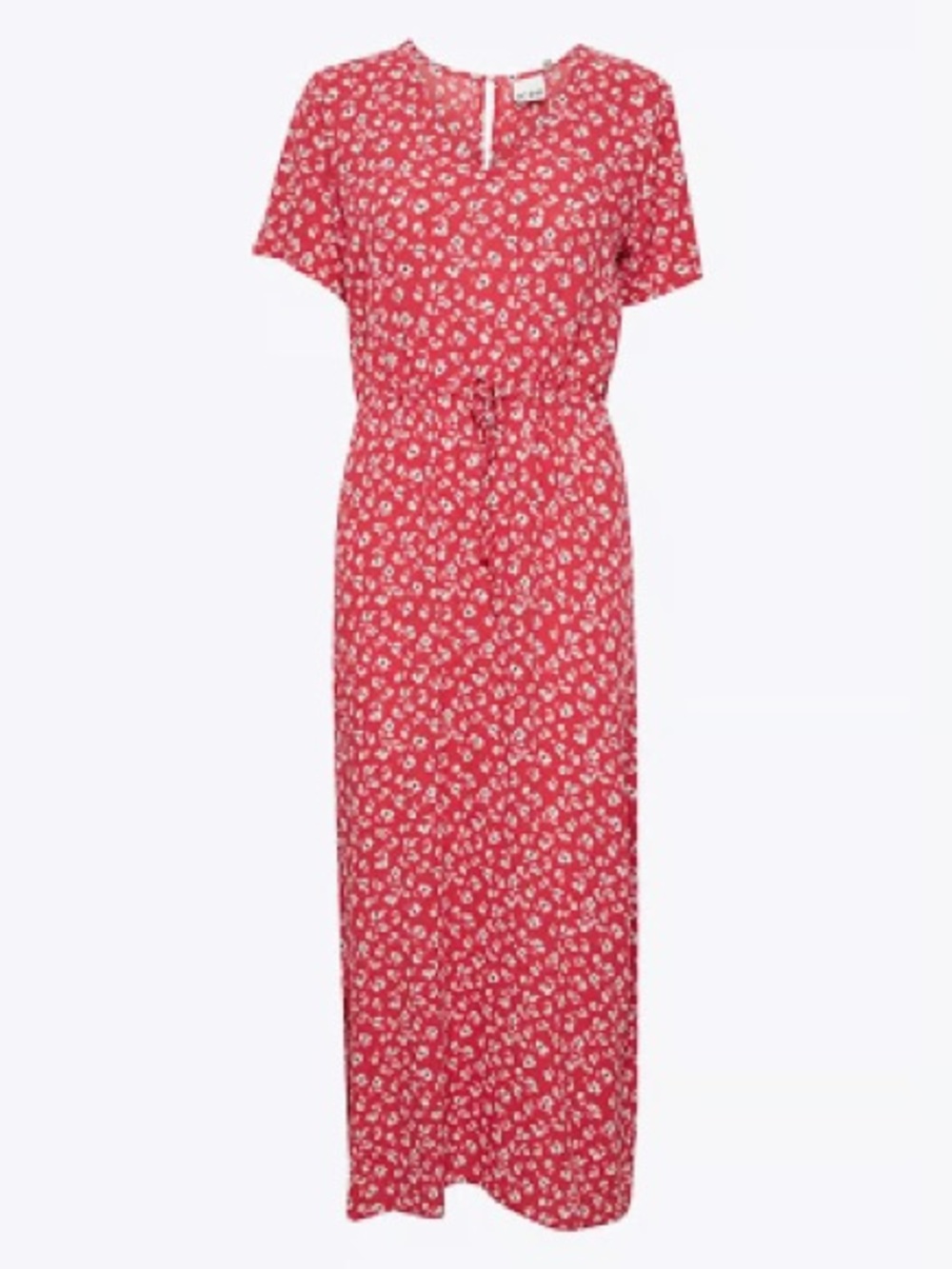 Pink Floral Maxi Dress with Tie Waist